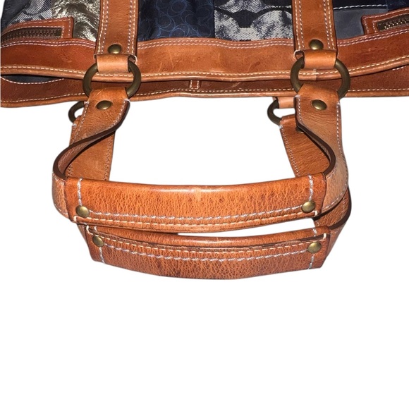 RARE!๐Coach Limited Edition Indigo Denim Patchwork Leather Tote Bag Vintage - Picture 7 of 11